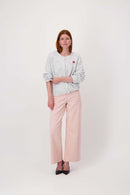 Zusss - Basic Vestje Lange Mouw met Broche - Grey Melange