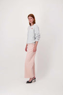 Zusss - Basic Vestje Lange Mouw met Broche - Grey Melange