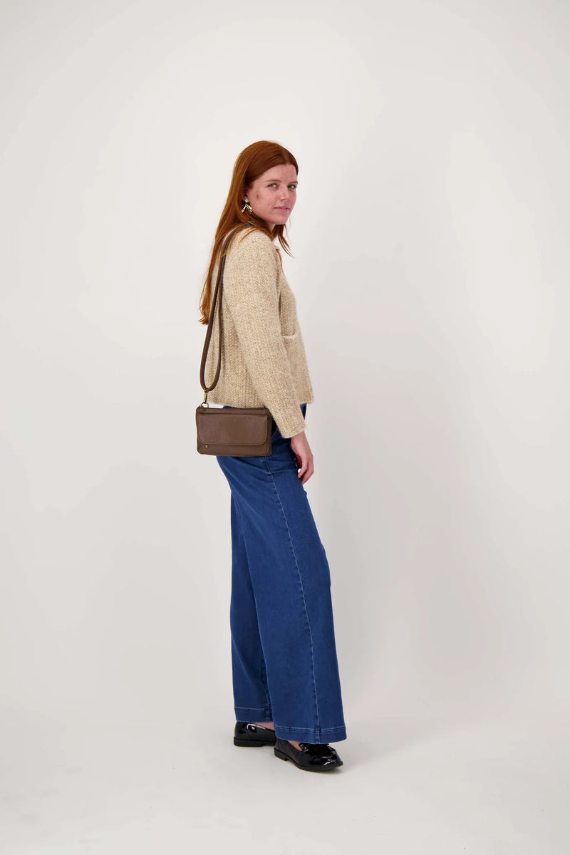 Zusss - Schoudertasje Met Flap - bruin