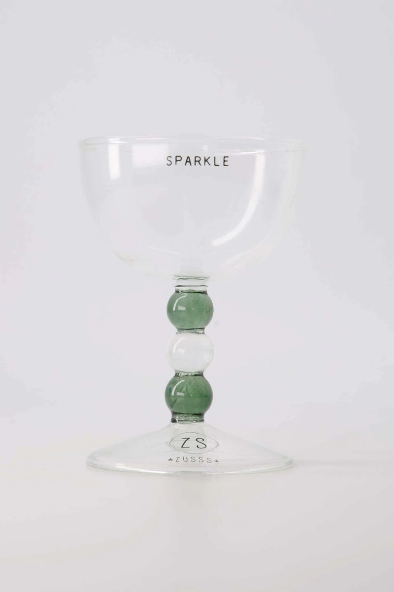 Zusss Wijnglas Sparkle - Transparant Groen