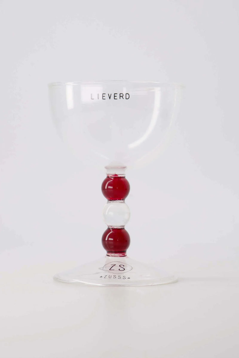 Zusss Wijnglas Lieverd - Transparant Rood