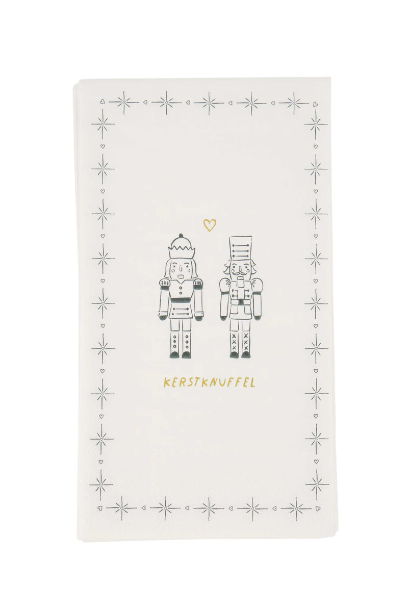 Zusss - Servetten - Notenkrakers Kerstknuffel Wit/ Donkergroen