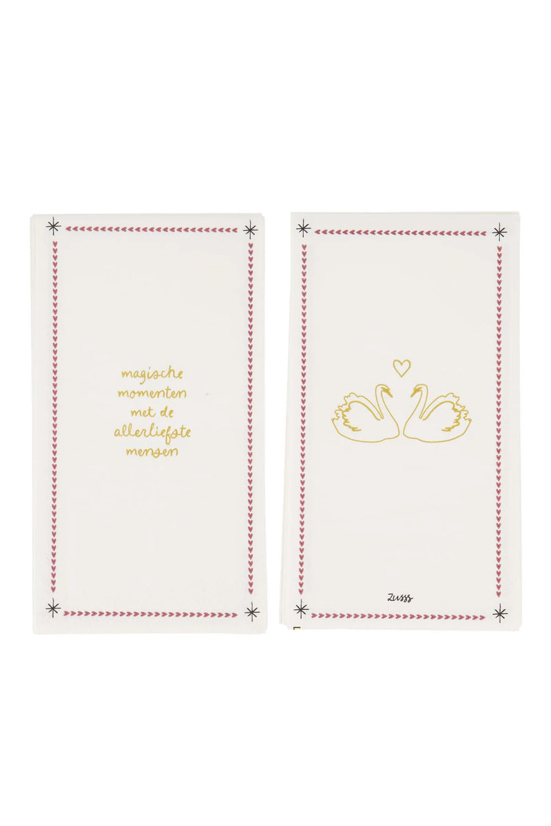 Zusss - Servetten - Magische momenten  Wit/ Donkerrood