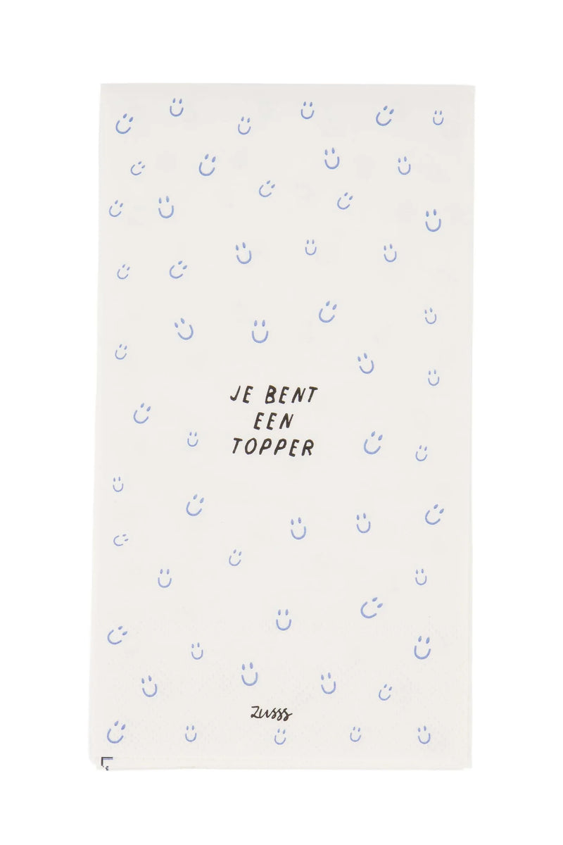 Zusss - Servetten - Je bent een topper  Wit/ Blauw
