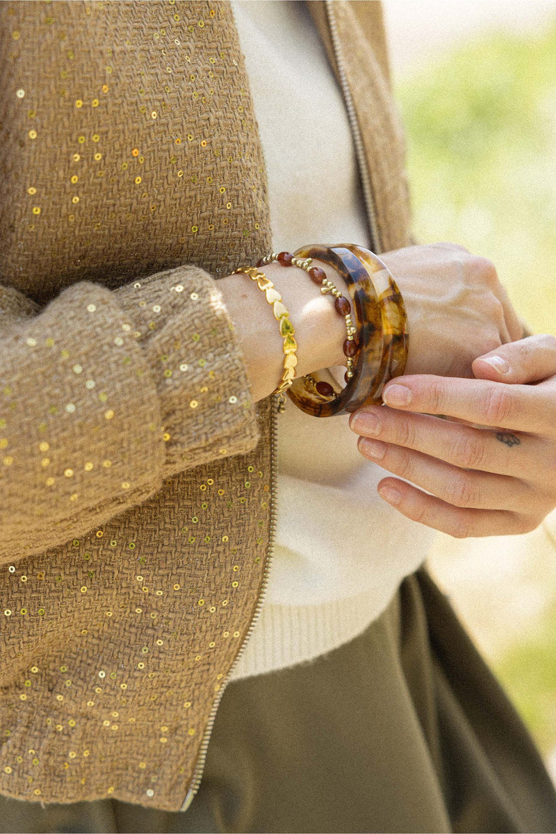 Zusss - Set van 2 resin armbanden - Mid brown