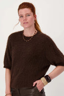 Zusss - Brede kralen armband - Chocoladebruin