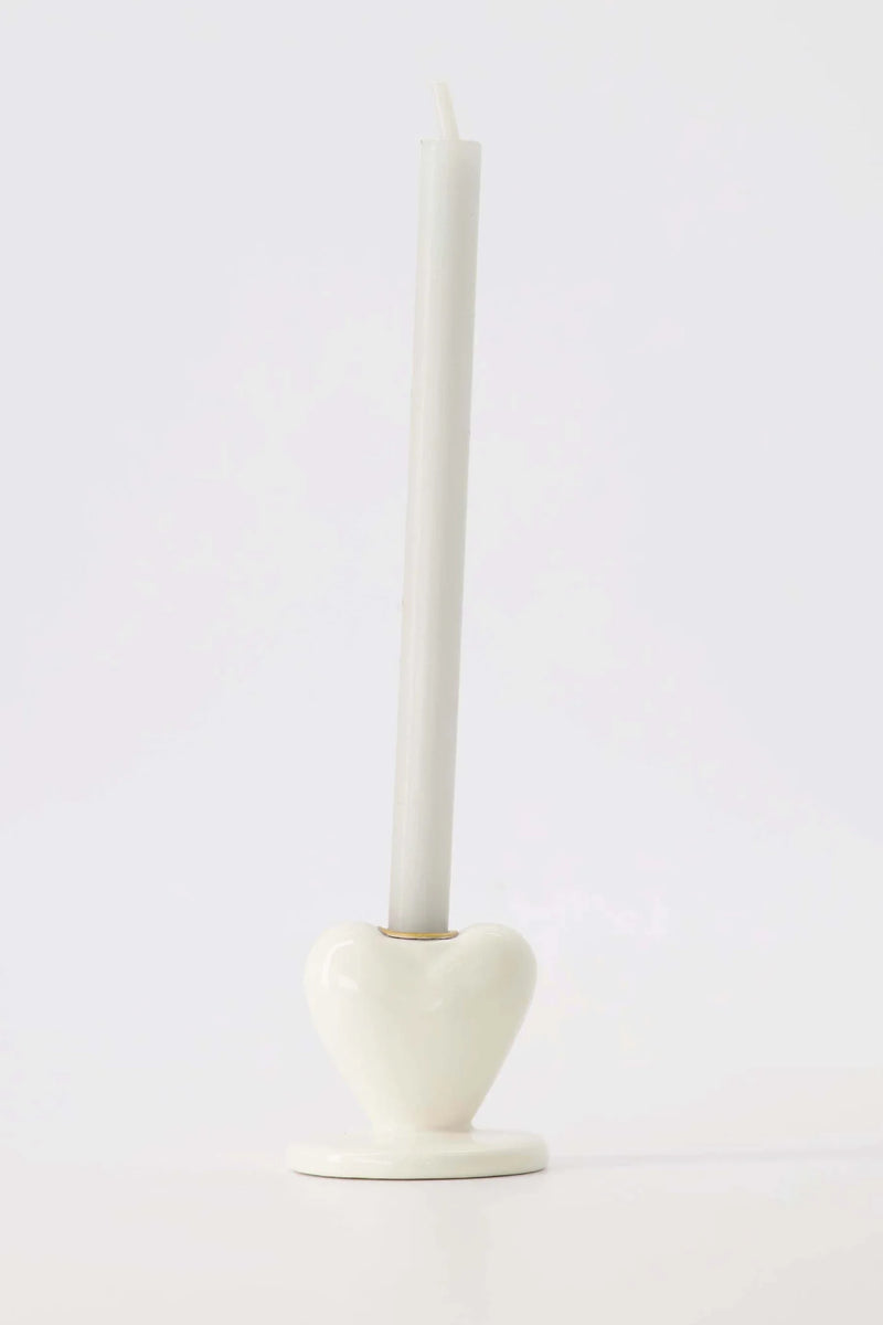 Zusss- Kandelaartje Keramiek Hartje Klein - Wit