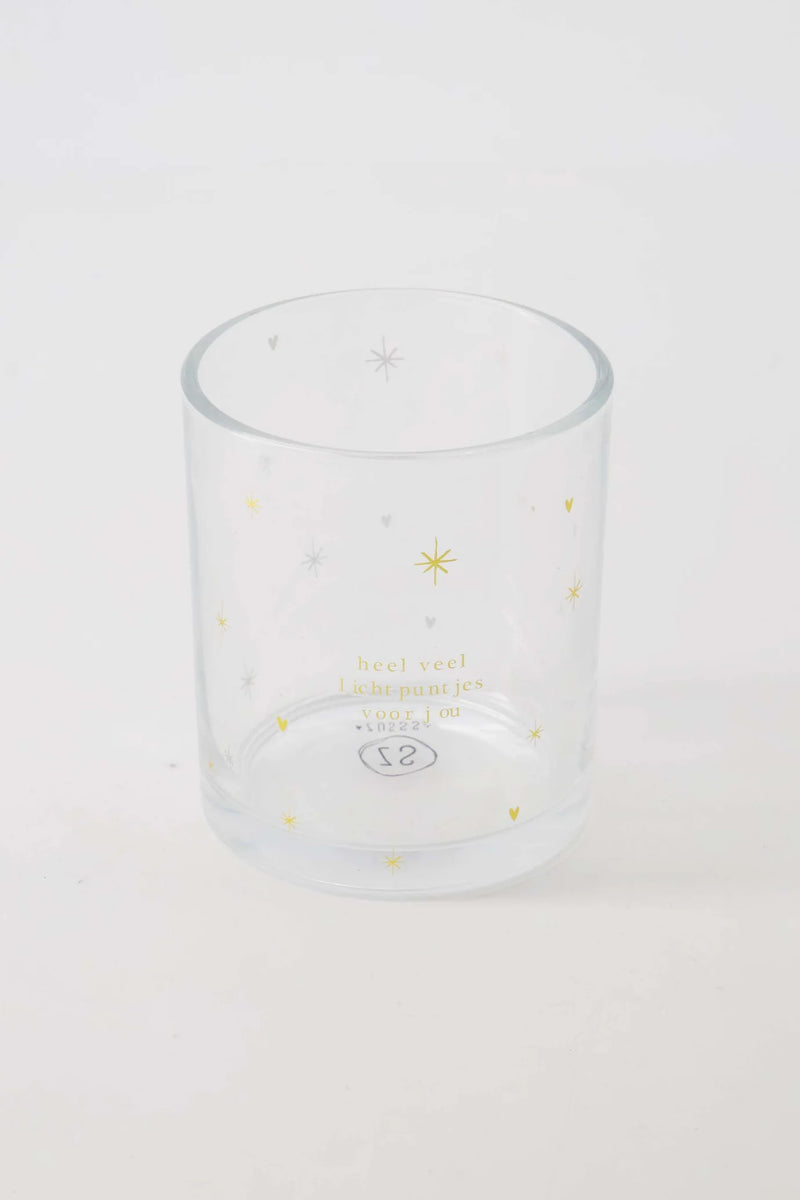 Zusss - Waxinelichthouder Glas Sterren - Transparant/Goud
