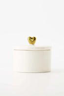 Zusss Bewaarpotje keramiek hartje wit/goud