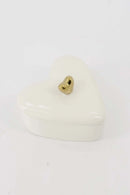 Zusss Bewaarpotje keramiek hartvorm wit/goud