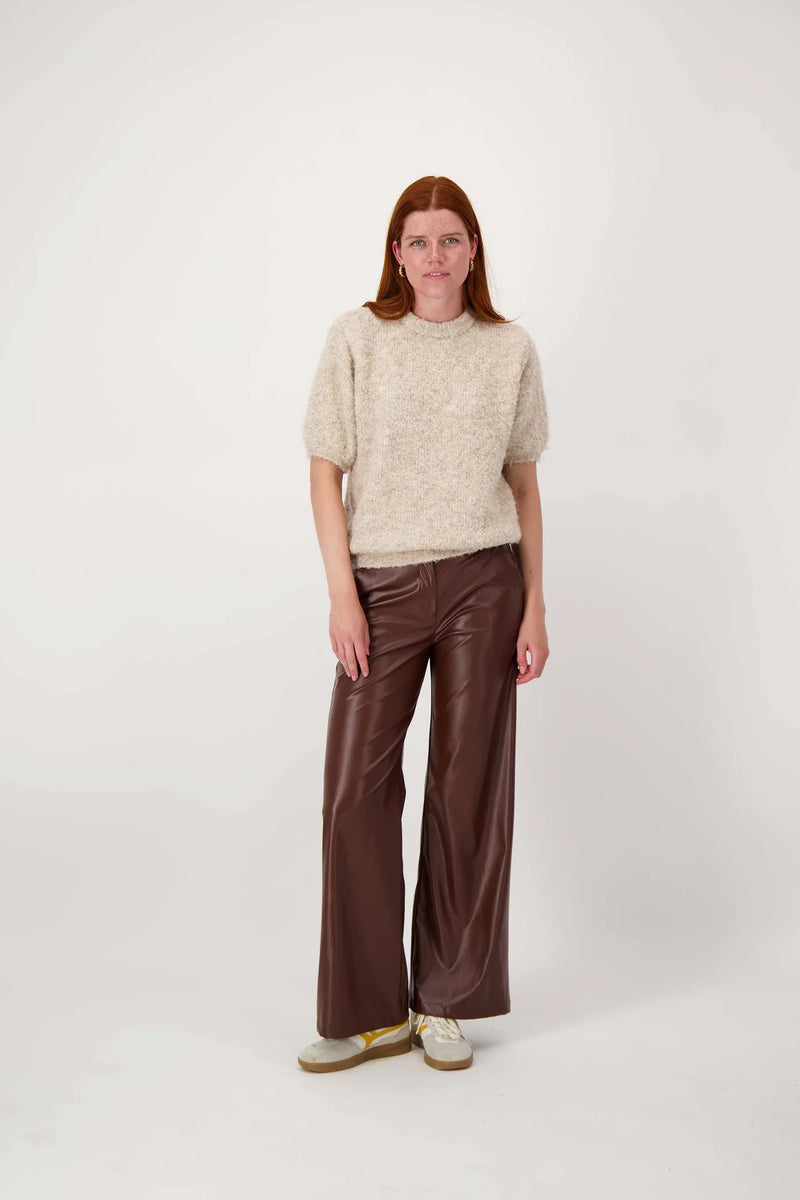 Zusss - Boucle trui met ronde hals - Beige
