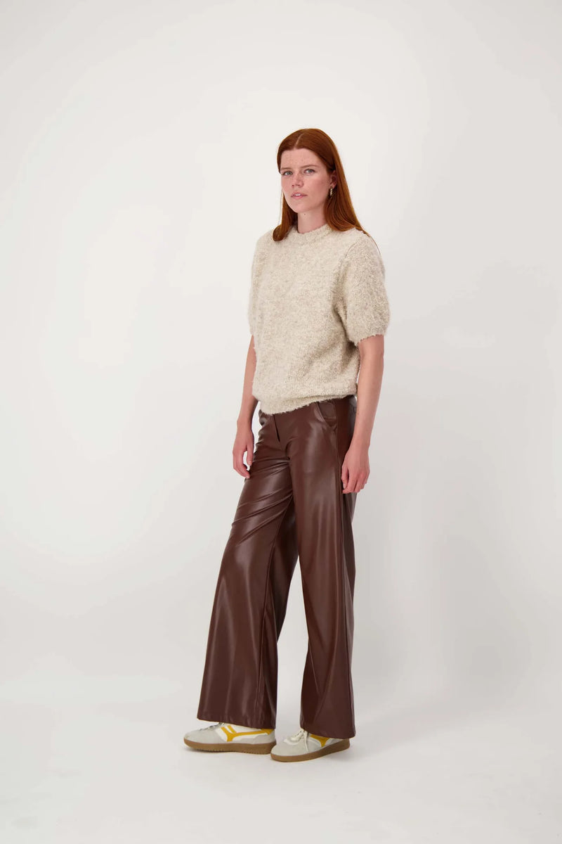 Zusss - Boucle trui met ronde hals - Beige