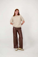 Zusss - Boucle trui met ronde hals - Beige