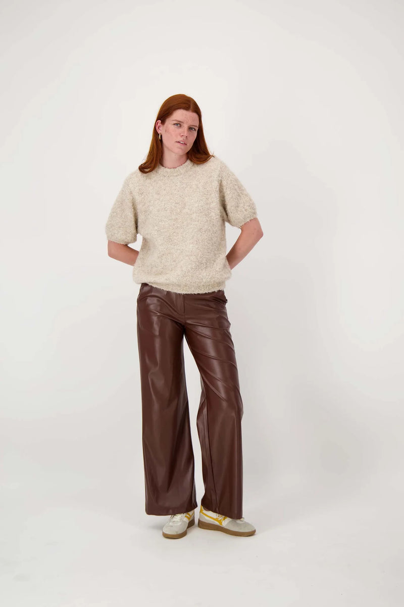 Zusss - Boucle trui met ronde hals - Beige