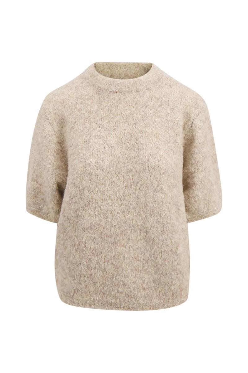 Zusss - Boucle trui met ronde hals - Beige