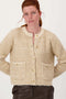 Zusss - Jacquard vest met visgraat structuur - Beige