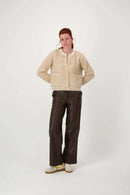 Zusss - Jacquard vest met visgraat structuur - Beige