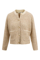 Zusss - Jacquard vest met visgraat structuur - Beige
