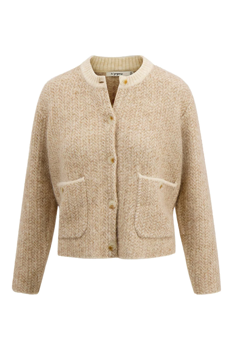 Zusss - Jacquard vest met visgraat structuur - Beige