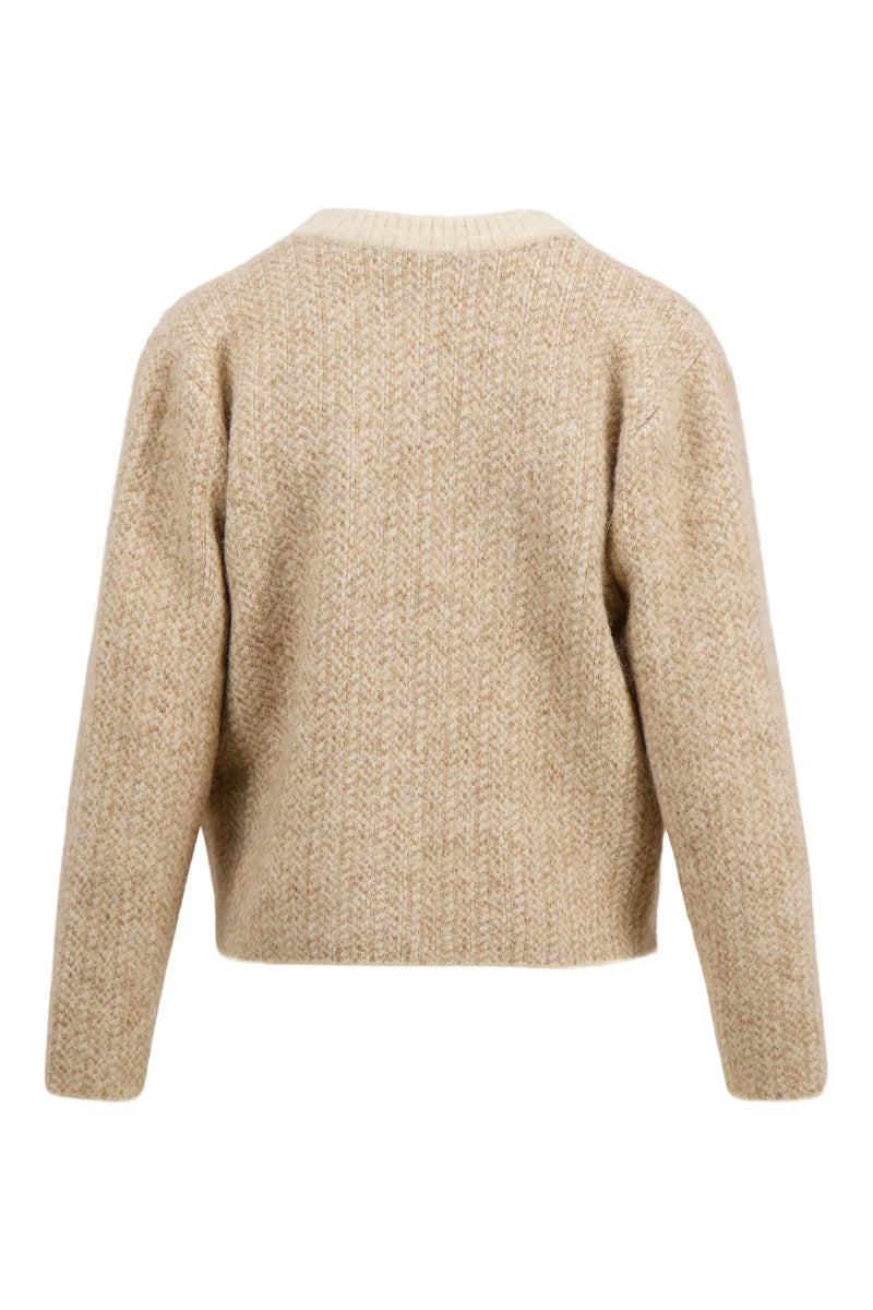 Zusss - Jacquard vest met visgraat structuur - Beige