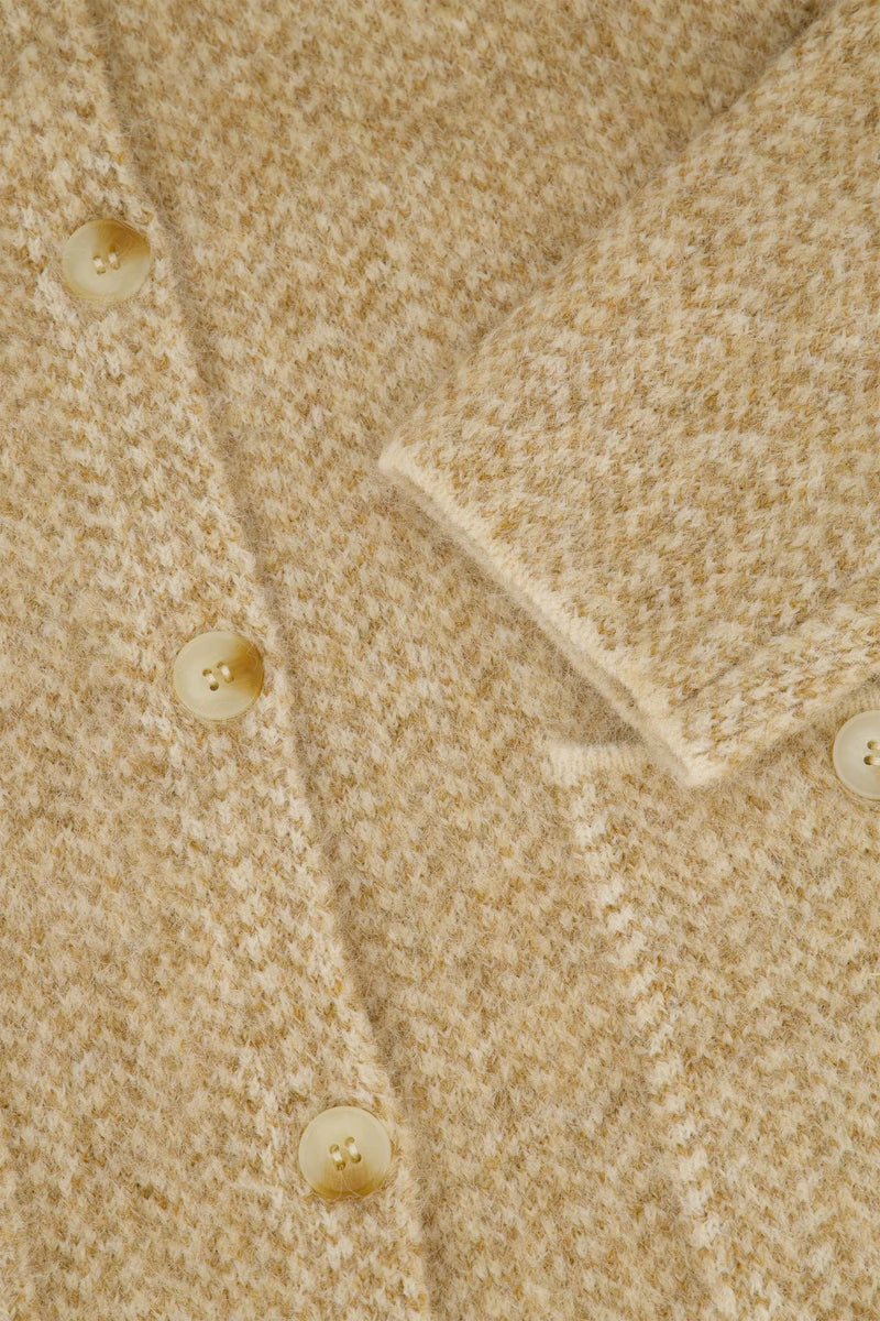 Zusss - Jacquard vest met visgraat structuur - Beige