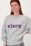 Zusss - Trui met ingebreid detail - Vivre - grijs / mid purple