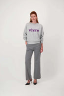 Zusss - Trui met ingebreid detail - Vivre - grijs / mid purple