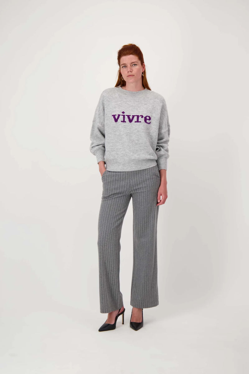 Zusss - Trui met ingebreid detail - Vivre - grijs / mid purple