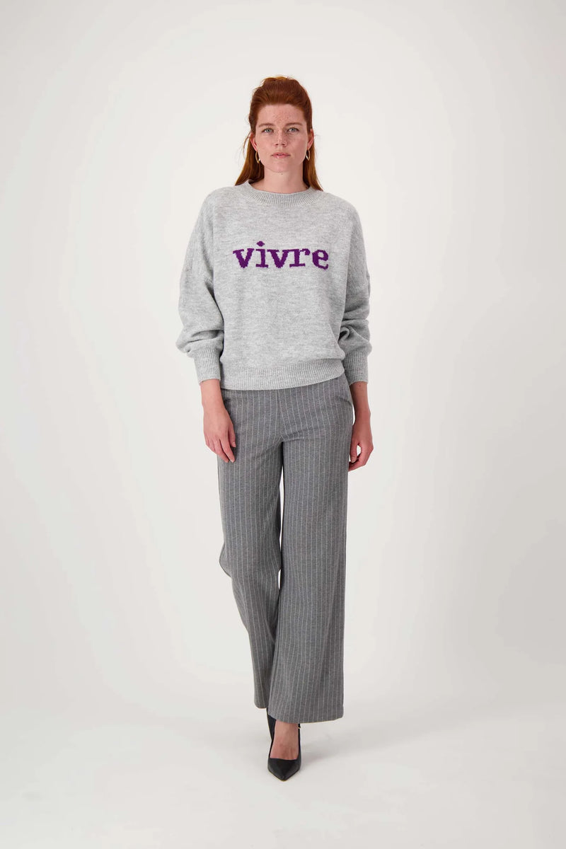 Zusss - Trui met ingebreid detail - Vivre - grijs / mid purple