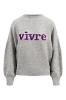 Zusss - Trui met ingebreid detail - Vivre - grijs / mid purple
