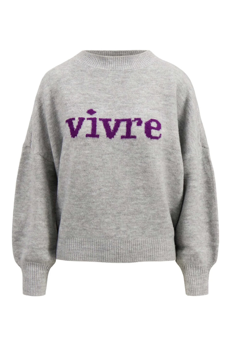 Zusss - Trui met ingebreid detail - Vivre - grijs / mid purple
