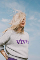 Zusss - Trui met ingebreid detail - Vivre - grijs / mid purple