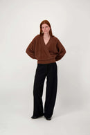 Zusss - Wikkel trui in Fluffy garen - Mid brown