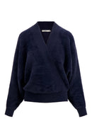 Zusss - Wikkel trui in Fluffy garen - Navy