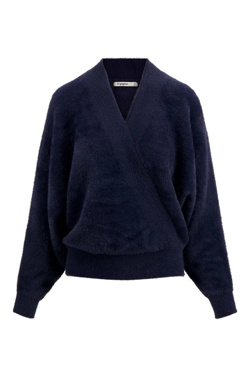 Zusss - Wikkel trui in Fluffy garen - Navy