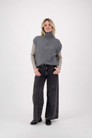 Zusss - Mouwloos Vestje Met Rits Antracietgrijs