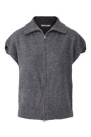 Zusss - Mouwloos Vestje Met Rits Antracietgrijs