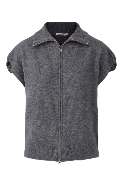 Zusss - Mouwloos Vestje Met Rits Antracietgrijs