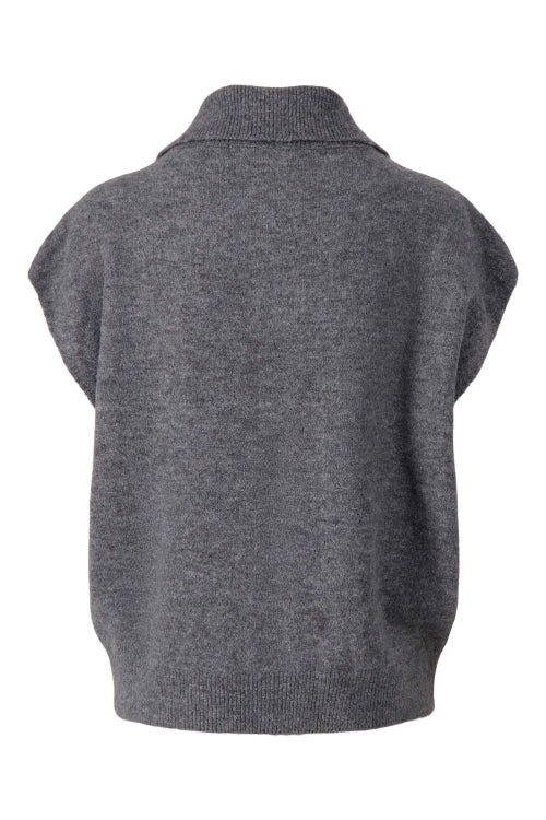 Zusss - Mouwloos Vestje Met Rits Antracietgrijs