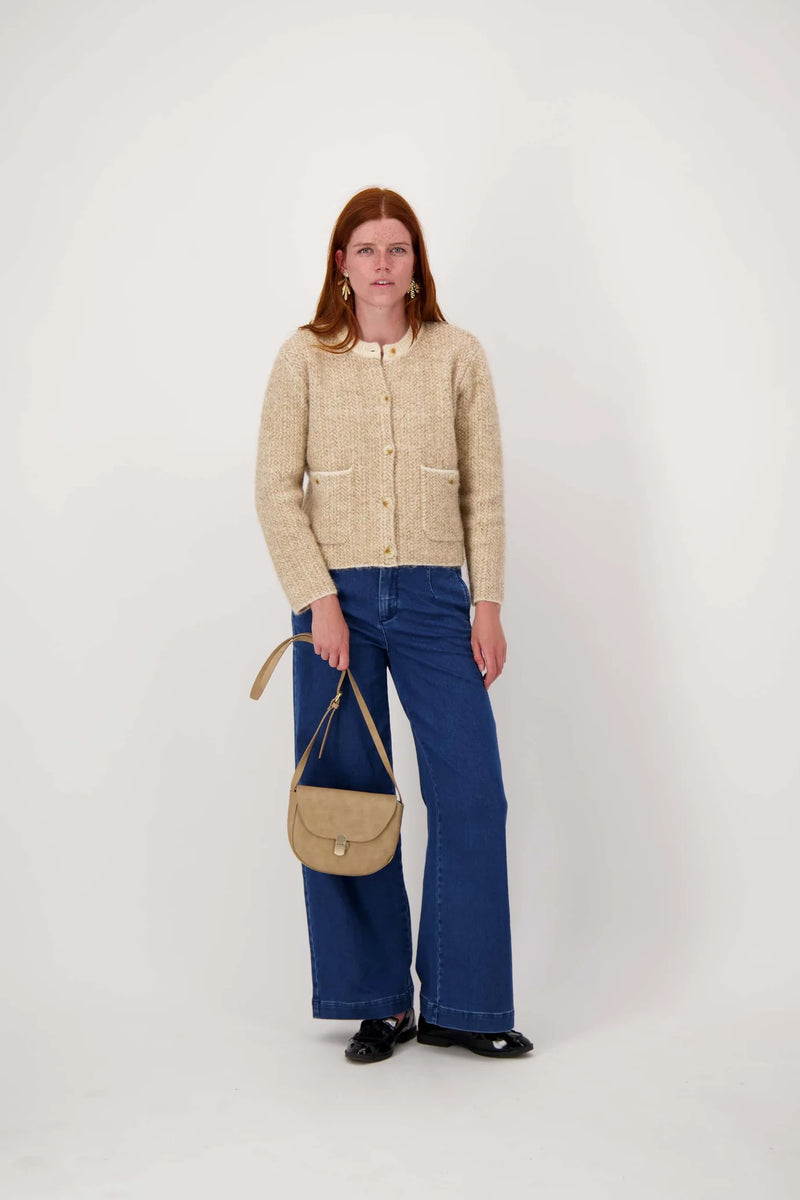 Zusss - Schoudertasje met gouden sluiting - Taupe