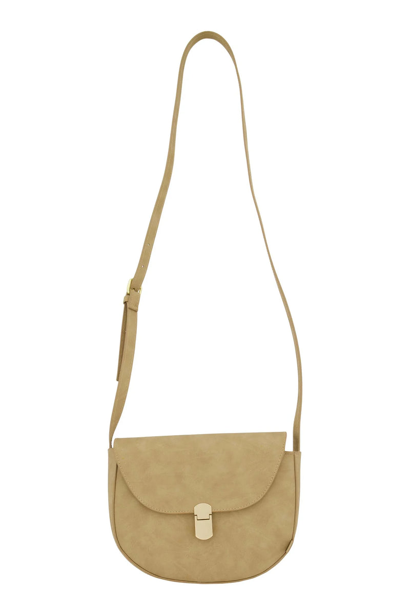 Zusss - Schoudertasje met gouden sluiting - Taupe