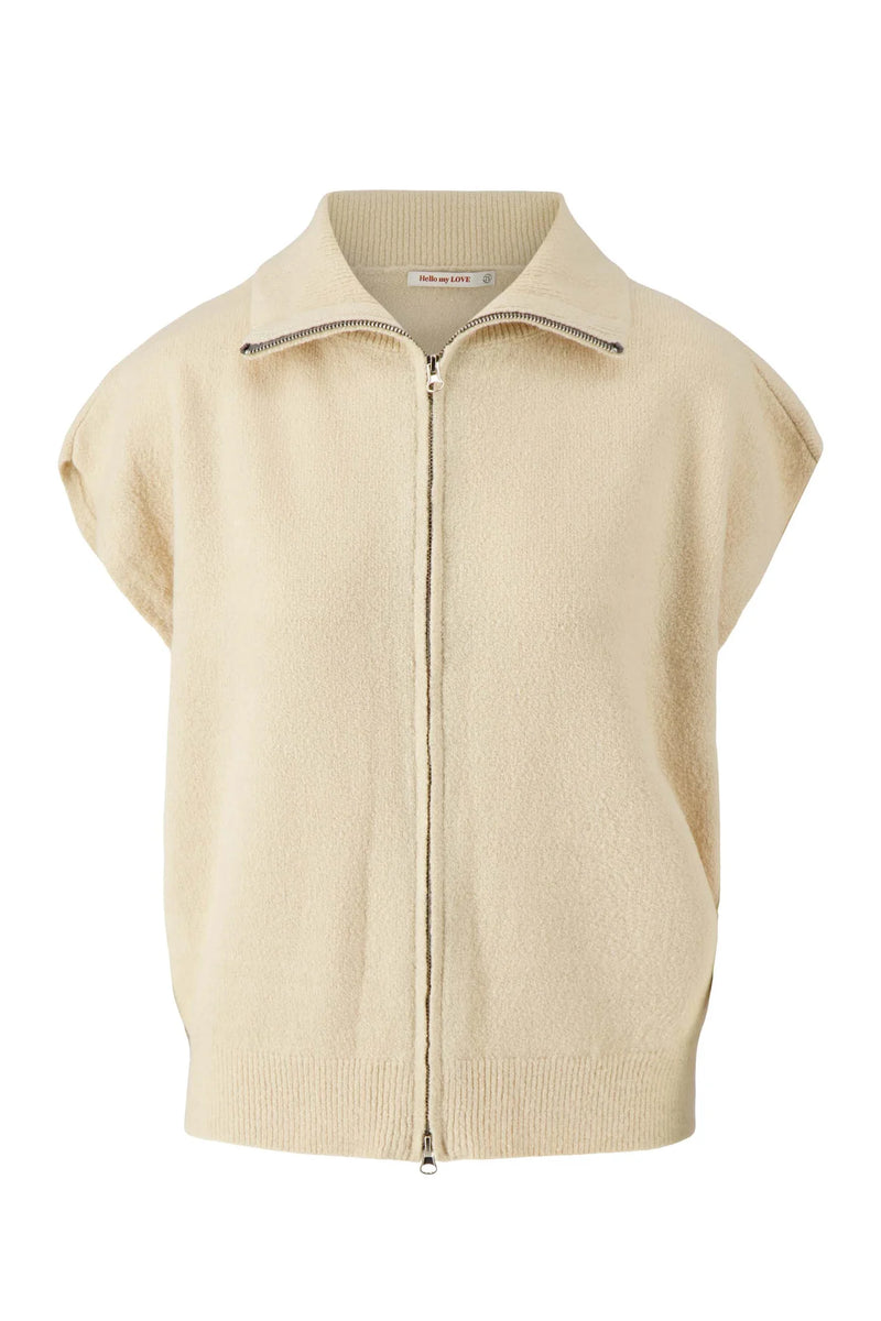 Zusss - Mouwloos Vestje Met Rits Beige