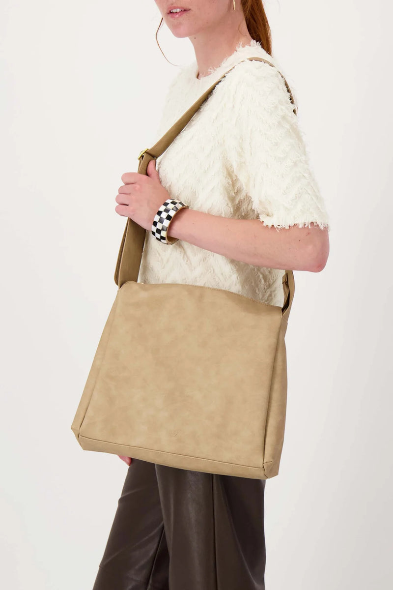 Zusss - Schoudertas met brede band - Taupe