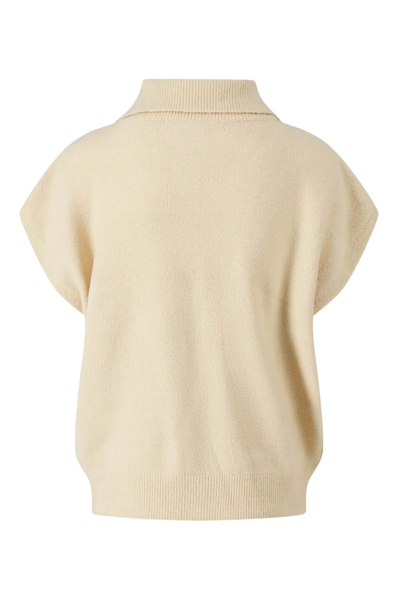 Zusss - Mouwloos Vestje Met Rits Beige