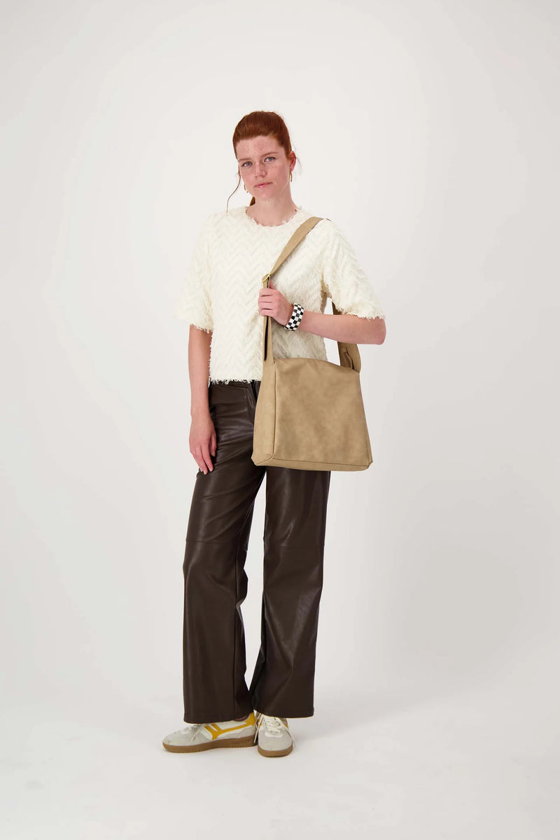 Zusss - Schoudertas met brede band - Taupe