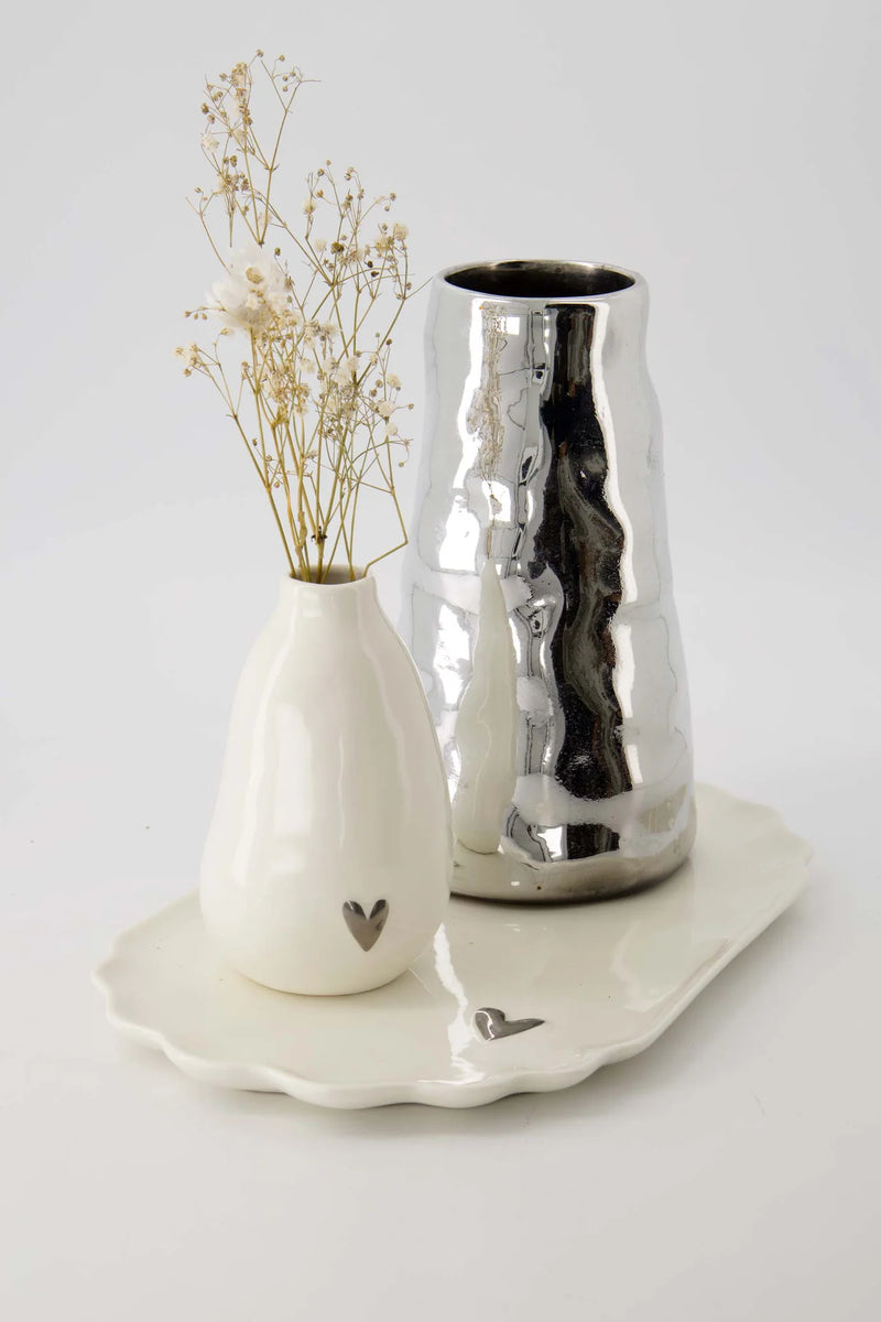 Zusss - Stylingbord keramiek hartje - wit/zilver