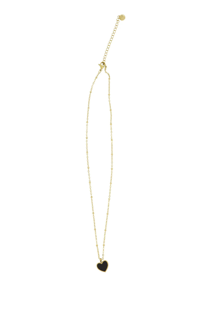 Zusss - Ketting Met Hartbedel - Goud/Zwart