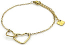 Armbandje - Vervlochten Hartjes - Stainless Steel - Goud