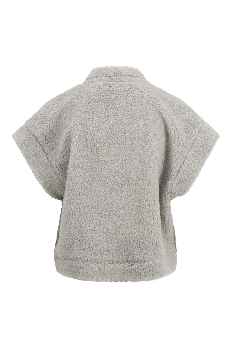 Zusss - Teddy Gilet Kort - Middengrijs