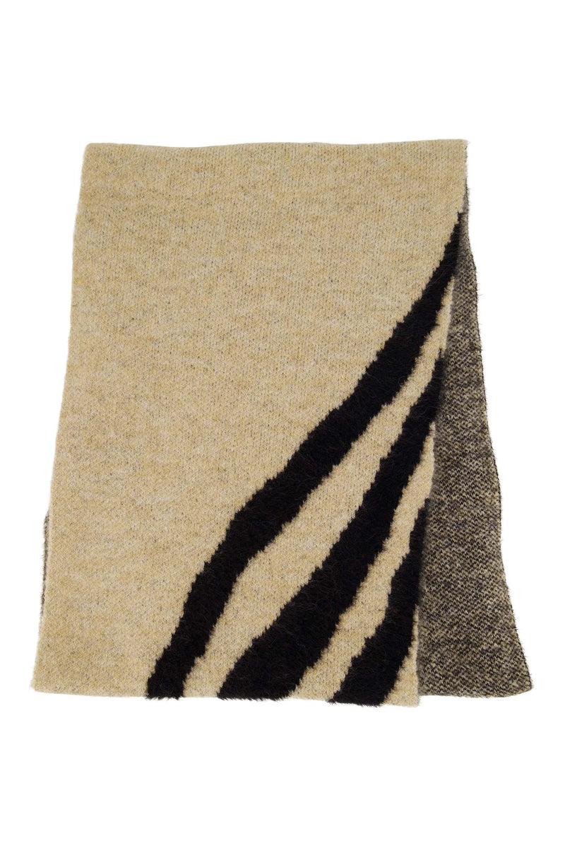 Zusss - Gebreide Sjaal Met Zebra Design - Zwart/Kit